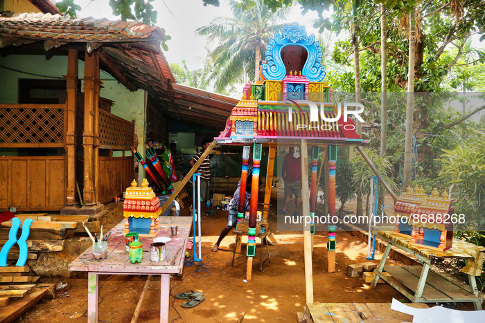 Construction Of A Hindu Chariot In Sri Lanka