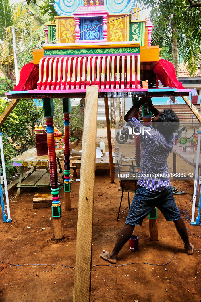 Construction Of A Hindu Chariot In Sri Lanka