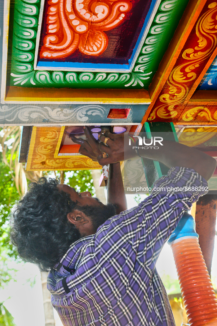 Construction Of A Hindu Chariot In Sri Lanka