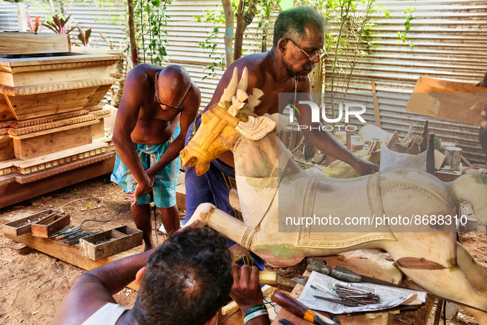 Construction Of A Hindu Chariot In Sri Lanka