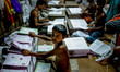 Oct 25, 2015 - Dhaka, Bangladesh - A child working in a book binding factory.Child labor...