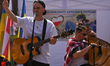 Members of the Ukrainian rock band 'Karta Svitu' perform during the nationwide action 'Hea...