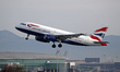 Airbus A319-131, from British Airways company, taking off from the Barcelona airport, in B...