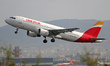 Airbus A320-214, from Iberia company, taking off from the Barcelona airport, in Barcelona...