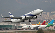 Boeing 737-958(ER), from El Al company, taking off from the Barcelona airport, in Barcelon...