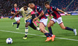 Hellas Verona's Adrien Tameze and Bologna's Gary Medel during the italian soccer Serie A m...