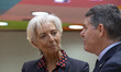 Christine Lagarde President of the European Central Bank ECB and Paschal Donohoe President...