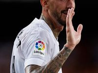 Samu Castillejo of Valencia CF reacts during the LaLiga Santander match between Valencia CF and Getafe CF at Mestalla stadium, September 4,...