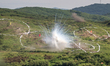 Artillery hits a target during the 2-day live-fire drill, amid intensifying threats milita...