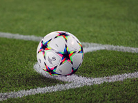 The official ball of the Champions League during the match between FC Barcelona and FC Vikoria Plzen, corresponding to the week 1 of the gro...