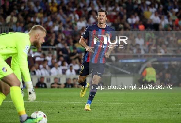 Robert Lewandowski during the match between FC Barcelona and FC Vikoria Plzen, corresponding to the week 1 of the group C of the UEFA Champi...