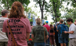 Demonstrators gather at the Taft Memorial Carillon near the U.S. Capitol in Washington, D....