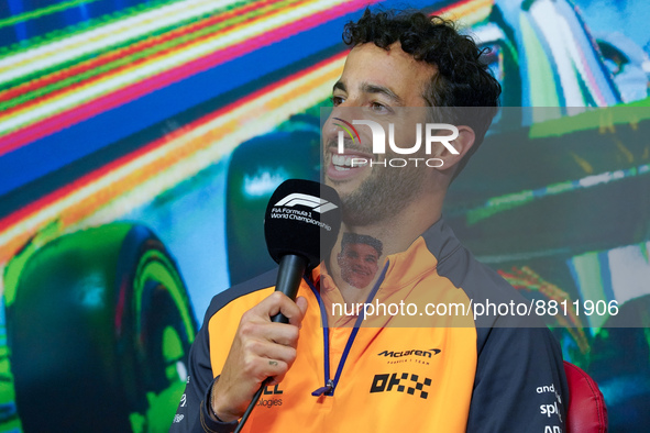 Daniel Ricciardo driving the (03) McLaren F1 Team MCL36  the driver press conference of F1 Grand Prix of Italy at Autodromo di Monza on Sept...