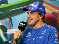 Fernando Alonso driving the (14) BWT Alpine F1 Team A522 during the driver press conference of F1 Grand Prix of Italy at Autodromo di Monza...