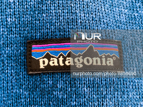 Patagonia logo is seen on a sweater in the store in Krakow, Poland on September 16, 2022. 