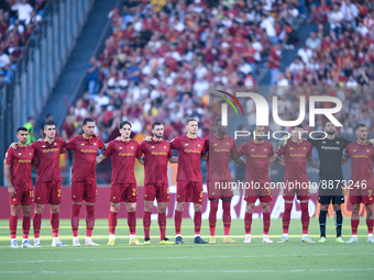 AS Roma line up during the Serie A match between AS Roma and Atalanta BC at Stadio Olimpico, Rome, Italy on 18 September 2022.  (