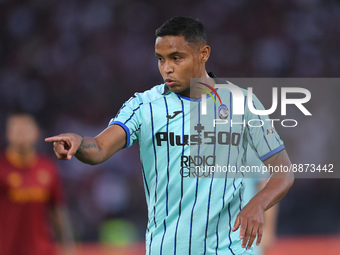 Luis Muriel of Atalanta BC gestures during the Serie A match between AS Roma and Atalanta BC at Stadio Olimpico, Rome, Italy on 18 September...