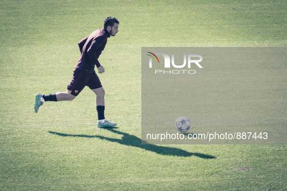 Alessandro Florenzi, AS Roma's player, warm up during a training session, on the eve of the team's Champions League football match against B...