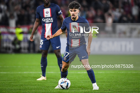 Vitor MACHADO FERREIRA (Vitinha) of PSG during the French championship Ligue 1 football match between Olympique Lyonnais and Paris Saint-Ger...