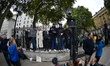 Throngs of crowds line The Mall in London for the State Funeral of Queen Elizabeth II at W...
