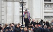 Throngs of crowds line The Mall in London for the State Funeral of Queen Elizabeth II at W...