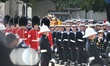 Members of the royal family follow the Queen's coffin at the State Funeral of Queen Elizab...