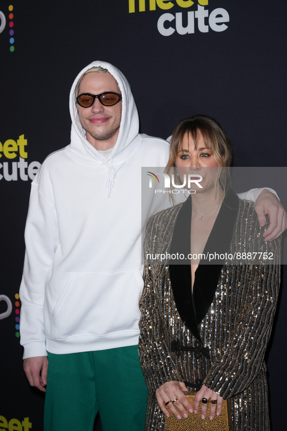 Pete Davidson and Kaley Cuoco at Peacock's "Meet Cute" New York Premiere on September 20, 2022 in New York City. 
