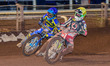 Charles Wright  (Yellow) inside Justin Sedgmen  (Blue)during the SGB Premiership match bet...