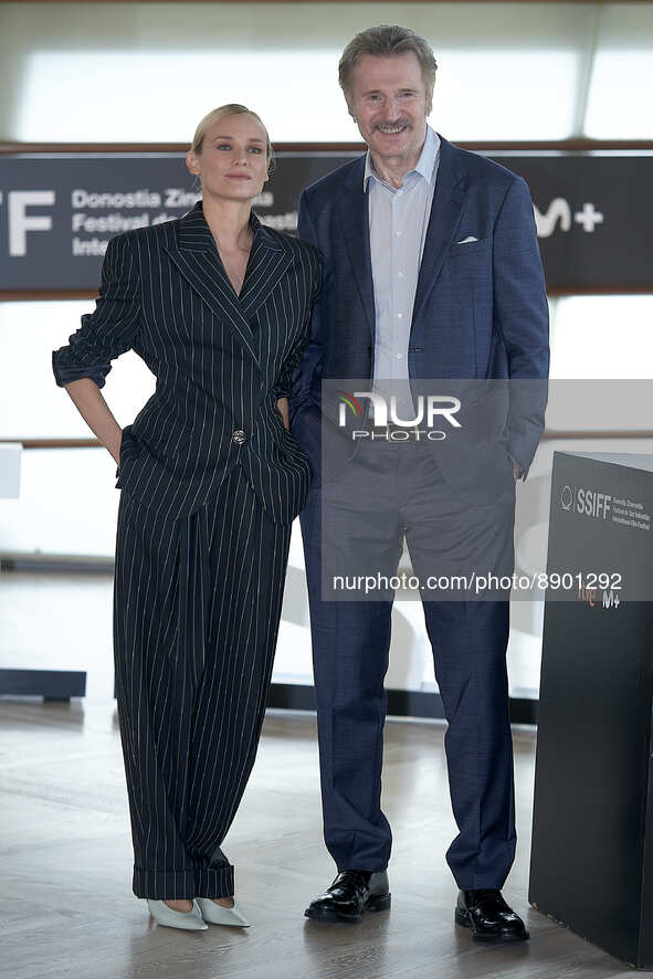  Liam Neeson, Diane Kruger attend the photocall Marlowe at the 70th edition of the San Sebastian International Film Festival on September 24...
