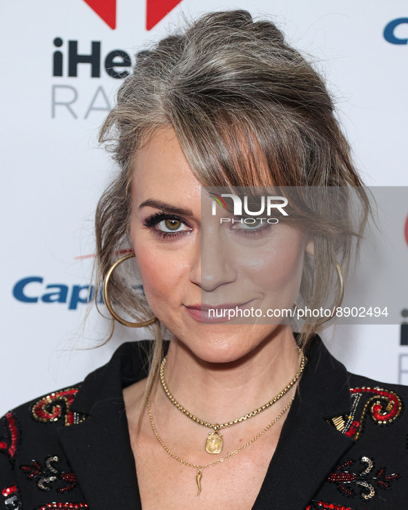 Hilarie Burton poses in the press room at the 2022 iHeartRadio Music Festival - Night 1 held at the T-Mobile Arena on September 23, 2022 in...