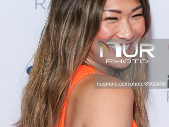 Jenna Ushkowitz poses in the press room at the 2022 iHeartRadio Music Festival - Night 1 held at the T-Mobile Arena on September 23, 2022 in...