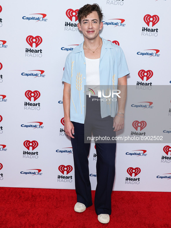 Kevin McHale poses in the press room at the 2022 iHeartRadio Music Festival - Night 1 held at the T-Mobile Arena on September 23, 2022 in La...