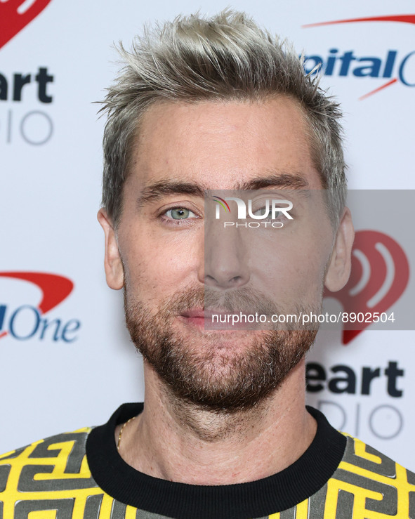 Lance Bass poses in the press room at the 2022 iHeartRadio Music Festival - Night 1 held at the T-Mobile Arena on September 23, 2022 in Las...