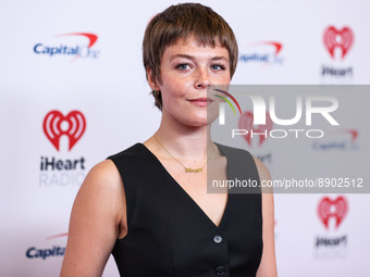 Maggie Rogers poses in the press room at the 2022 iHeartRadio Music Festival - Night 1 held at the T-Mobile Arena on September 23, 2022 in L...