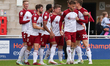 Sam Hoskins celebrates after scoring for Northampton Town, and equalises to bring the scor...