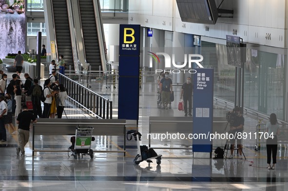 A General view showing the arrival hall at Hong Kong International Airport on September 26, 2022 in Hong Kong, China. The Hong Kong Governme...
