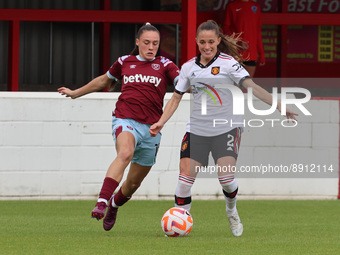 DAGENHAM ENGLAND - SEPTEMBER  25 :Ona Baille of Manchester United and Kirsty Smith of West Ham United WFC  during Barclays Women's Super Lea...