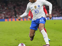 Kylian Mbappé (France)   controls the ball during Denmark and France at Parken,  Copenhagen, Denmark on 25 September 2022.  (