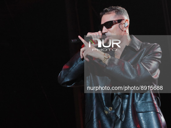 Marracash  during the Italian singer Music Concert Marracash "IN PERSONA TOUR" on September 25, 2022 at the Arena in Verona, Italy 