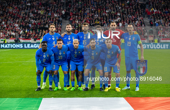 Team Italy before the UEFA Nations League A3 match at Puskás Aréna on Sept 26, 2022 in Budapest, Hungary. 