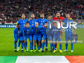 Team Italy before the UEFA Nations League A3 match at Puskás Aréna on Sept 26, 2022 in Budapest, Hungary. (