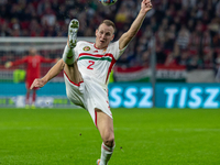 Adam Lang of Hungary competes for the ball during the UEFA Nations League A3 match at Puskás Aréna on Sept 26, 2022 in Budapest, Hungary. (