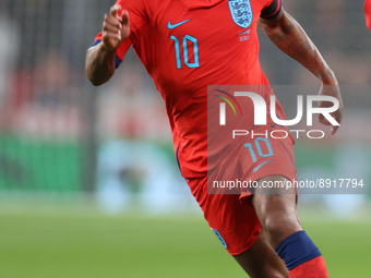 LONDON ENGLAND - SEPTEMBER 26 : L-R Raheem Sterling (Chelsea) of England during UEFA Nations League - Group A3 match between England against...