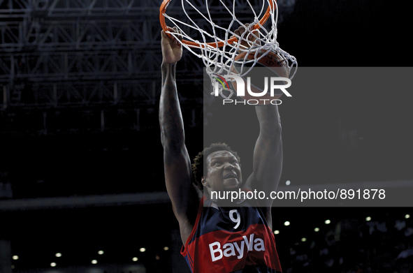 SPAIN, Madrid: Bayern Munich´s American player DEON THOMPSON does a dunk during the Turkish Airlines Euroleague 2015/16 match between Real M...