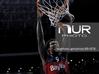 SPAIN, Madrid: Bayern Munich´s American player DEON THOMPSON does a dunk during the Turkish Airlines Euroleague 2015/16 match between Real M...