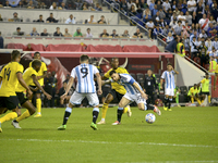 Argentina's Lionel Messi plays in the friendly match with Jamaica during the international friendly soccer match between at Red Bull Arena i...