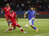 Lucas Paqueta of Brazil, Mohamed Drager of Tunisia (left) during the International friendly game, football match between Brazil and Tunisia...