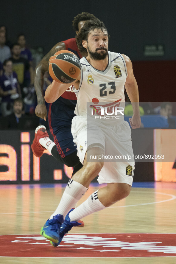 Sergio Llull of Real Madrid in action during the Turkish Airlines Euroleague Basketball Regular Season date 4 game between Real Madrid v FC...