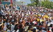 Members of the Other Backward Class (OBC) community stage a protest over the reservation i...