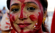 Devotees during Immersion of idol of Goddess Durga in the river Hoogly on October 5, 2022...